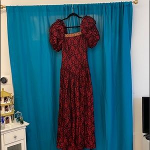 Vintage black and red floor-length gown from the early 90s.